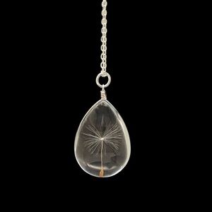 Dandelion real flower waterdrop handmade necklace